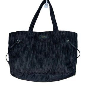 Victoria's Secret Crepe Black Tote Handbag Zipper Closure